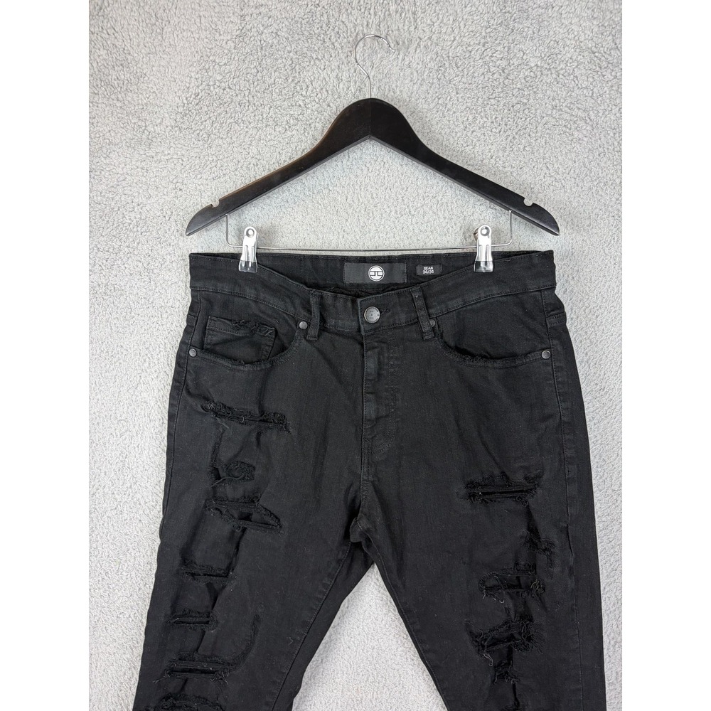 Jordan Craig Sean Jeans Mens 34x34 Black Slim Skinny Distressed Stretch Denim